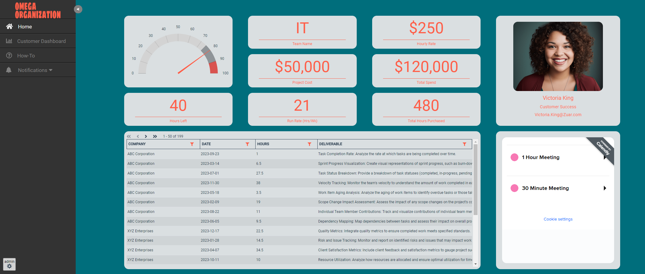 screenshot of Zuar Portal